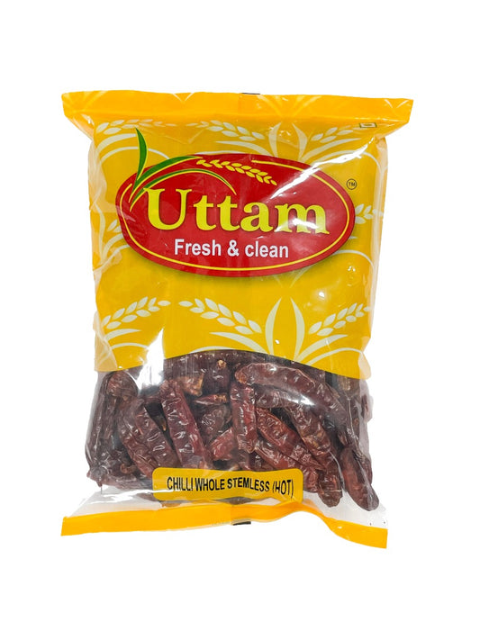 Uttam Chilli Whole Stemless (Hot) 200g