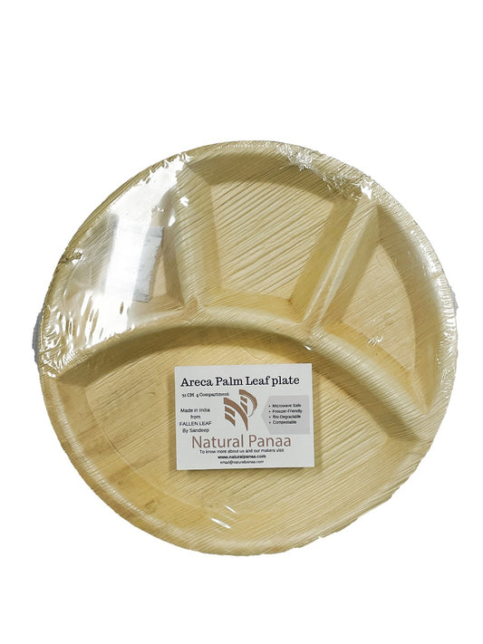 Leaf Plate 31cm 4 Compartment Round (25 pcs)