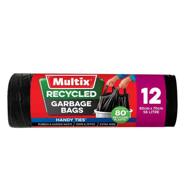 Multix Recycled Garbage Bags 12pk 56L (80cm X 70cm)