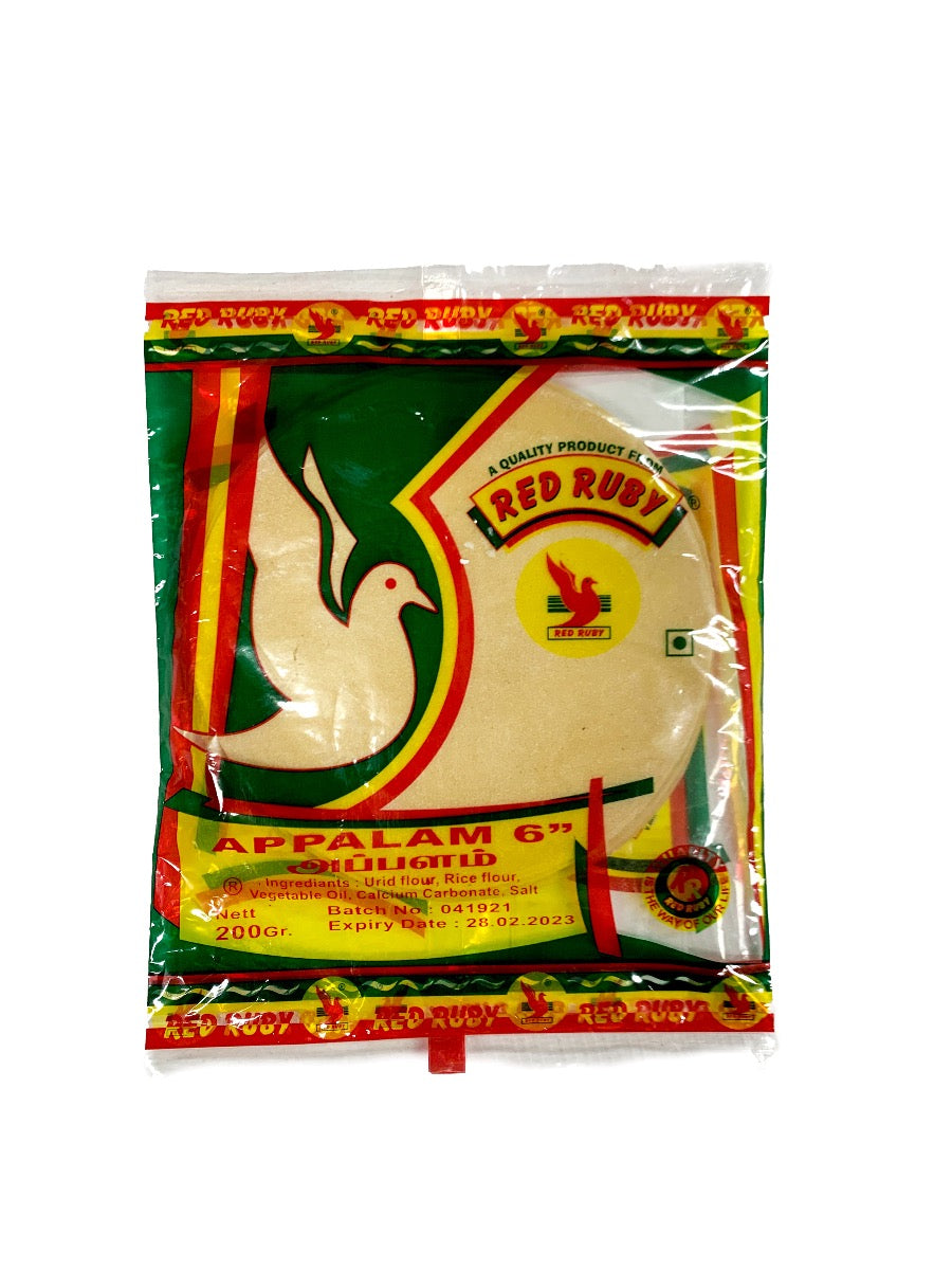 Red Ruby Plain Appalam 6" 200g